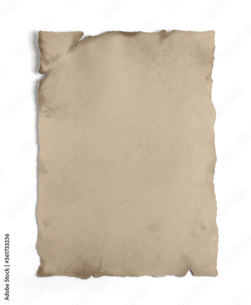 Obraz premium Natural handmade beige parchment, isolated from the background. contains clipping path