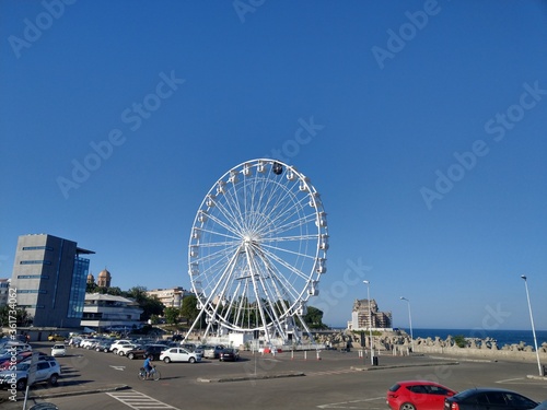 Ferris wheel at black sea, on a sunny day.