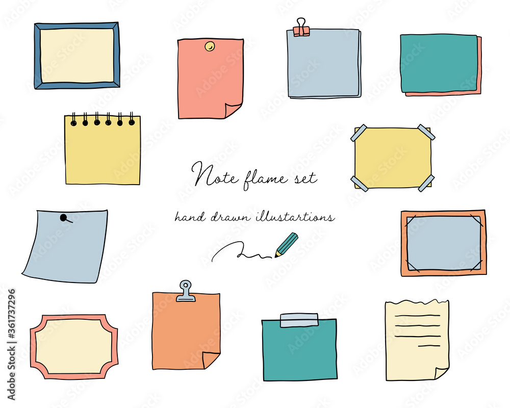 手書きのノートやメモのフレームのセット 枠 飾り おしゃれ Do Biura Plakaty Ecowall24 Pl