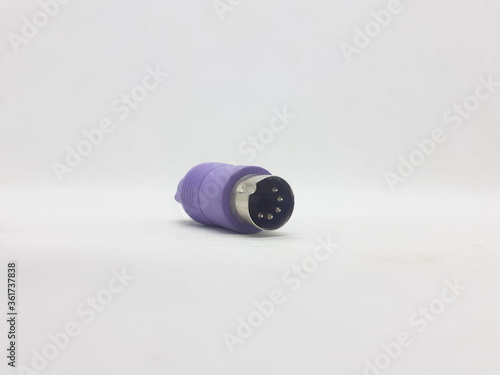 Portable Computer Connector Cable Converter for Electronic Data Transfer in White Isolated Background