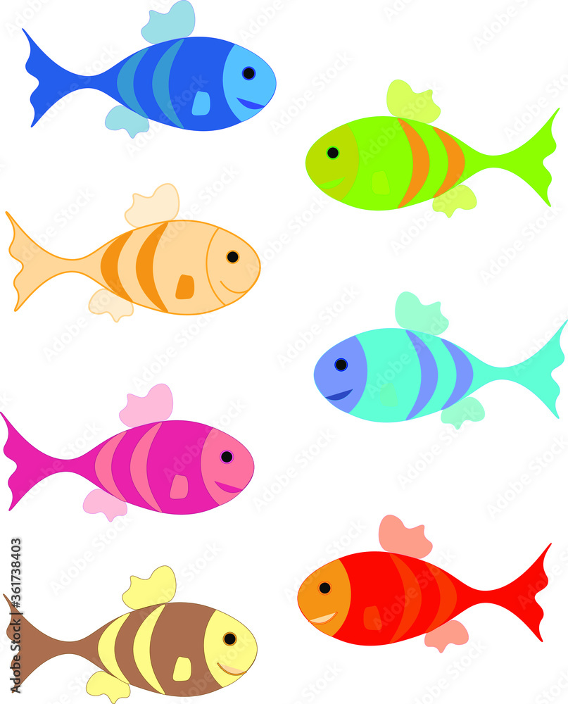 Fototapeta premium colorful fishes vector cartoon 