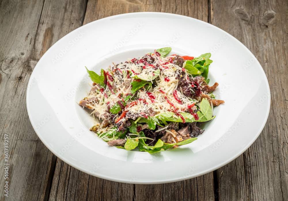 Salad of red pepper, arugula and fresh vegetables. Healthy eating. Salad of red pepper, arugula and fresh vegetables. Healthy eating.