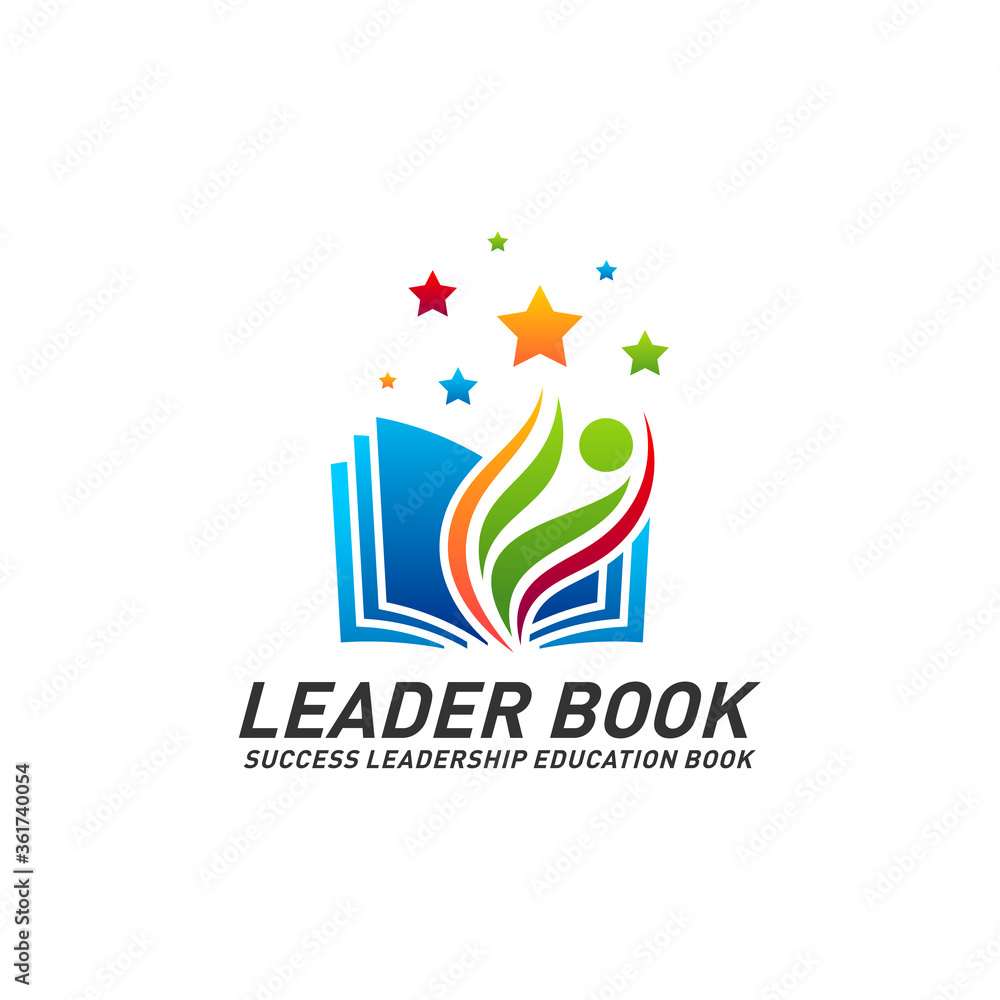 Obraz premium Leadership Education Book Logo Design Concept Vector. Success Leader Book Logo Template. Icon Symbol