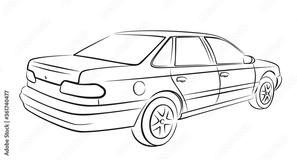The Sketch of a old car. 