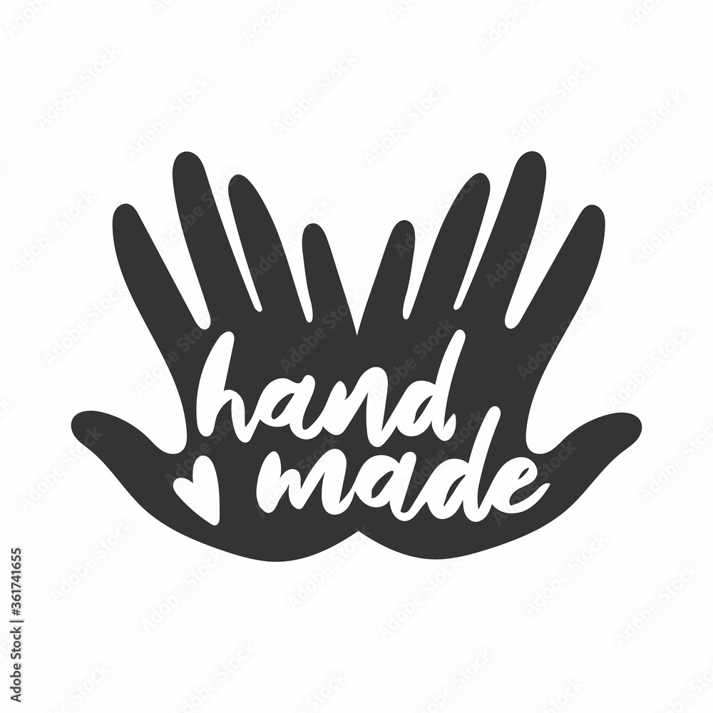 Obraz premium Handmade. Badges, labels and logo elements, retro symbols for handcrafted shop, hand made product, package. Vector emblem illustration