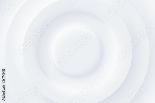 Soft, clear and simple futuristic neumorphism shape elements design. Abstract 3D circle papercut layer white wallpaper. Minimalistic white background for banner, poster, flyer, card, cover, brochure