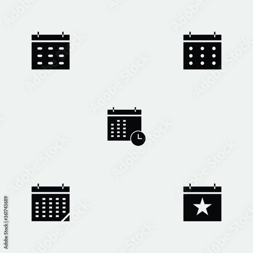 calendar icon set isolated vector illustration