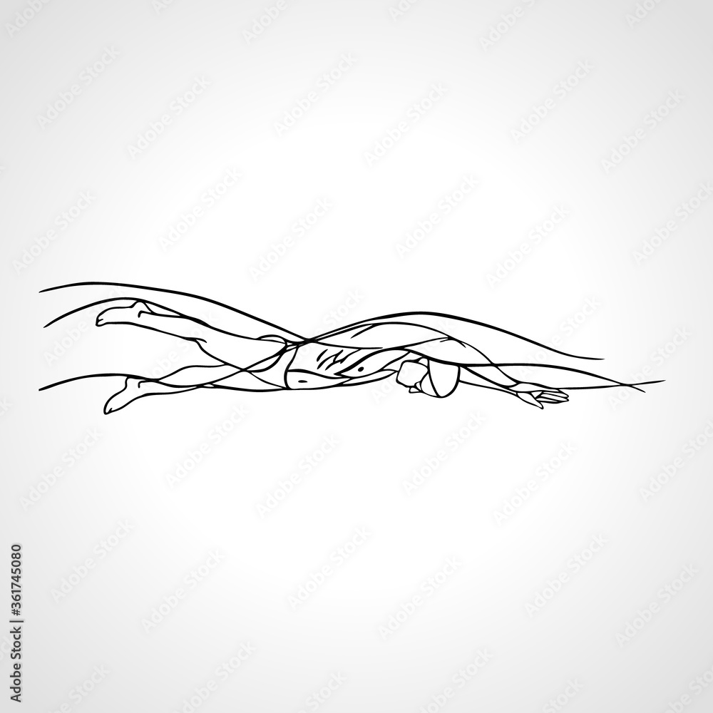 Freestyle Swimmer Silhouette. Sport pro swimming vector sketch Freestyle Swimmer Silhouette. Sport pro swimming vector sketch