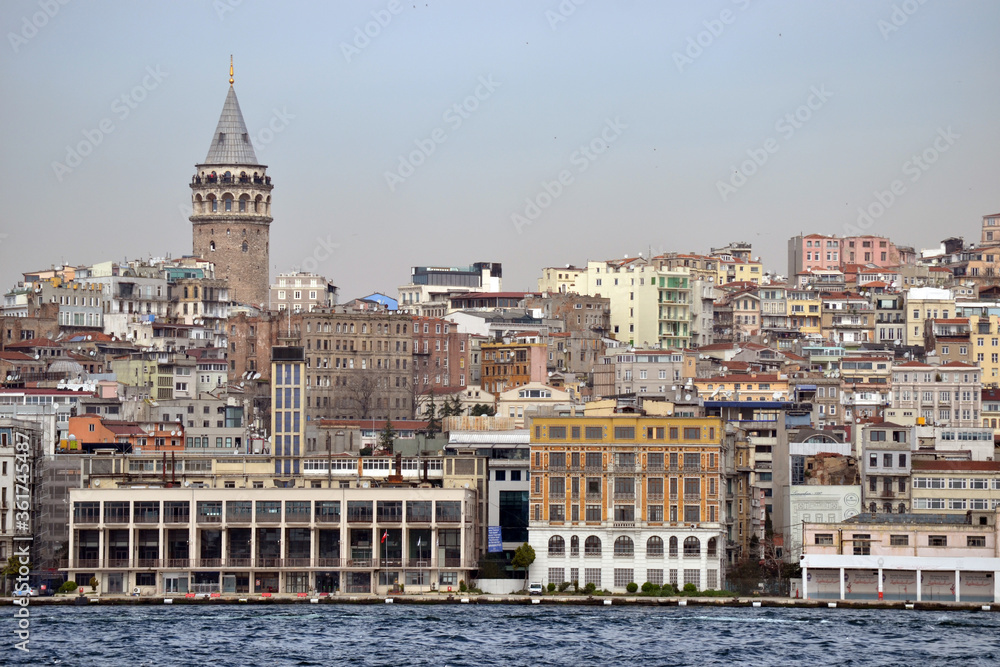 Historical Galata Tower and Bosphorus