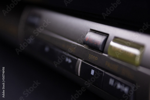 Video player for videotapes. Button "stop" close-up. © Conny Crane