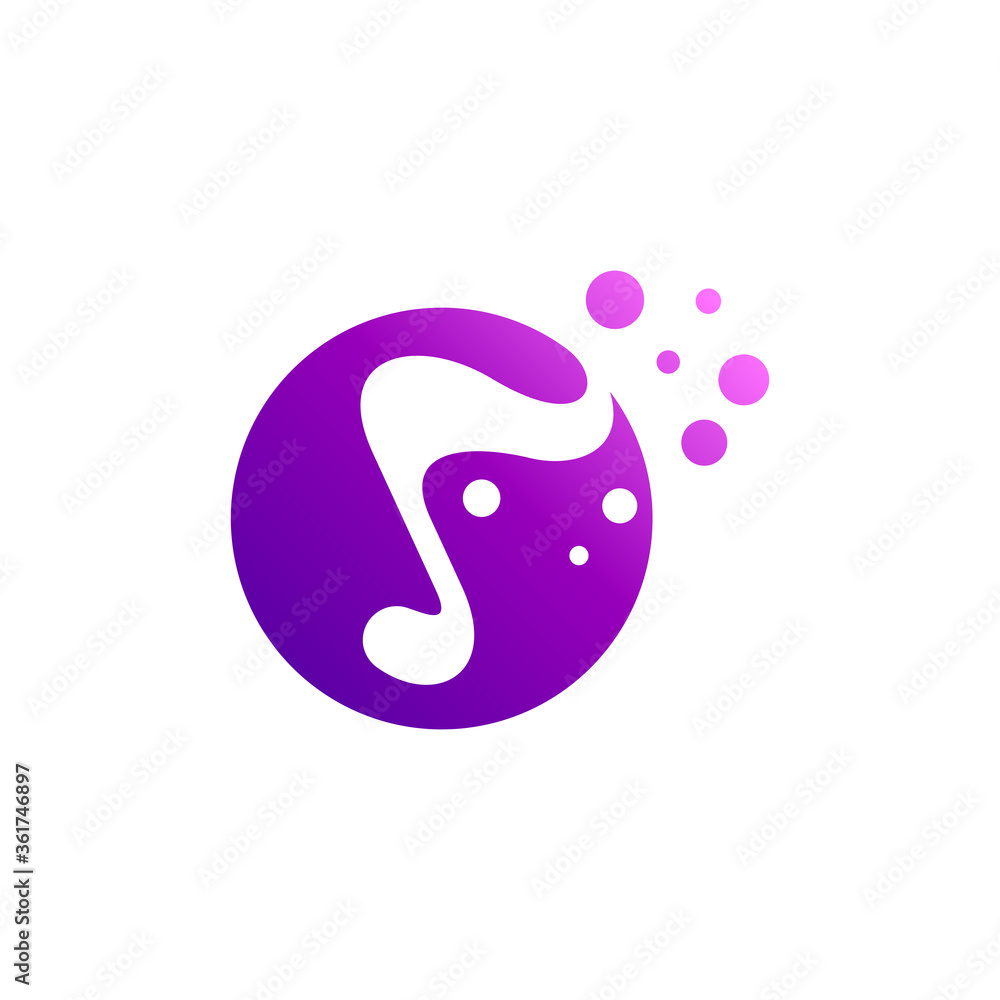 Music Logo, letter S music note logo design, abstract musical logo
