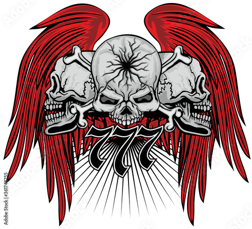 Gothic sign with skull and wings, grunge vintage design t shirts
