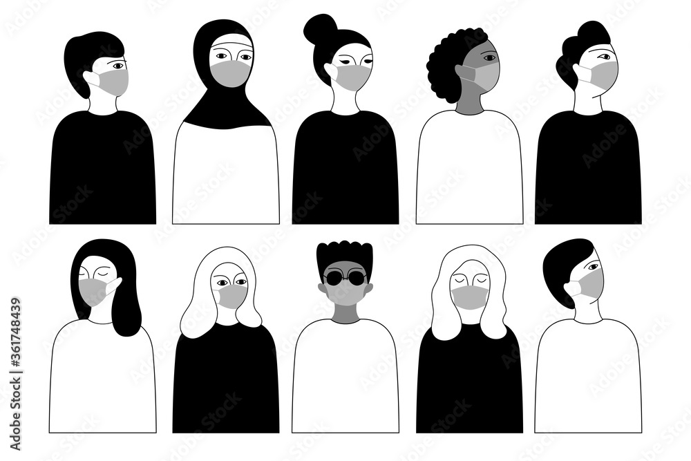 People in medical masks. People in medical masks.