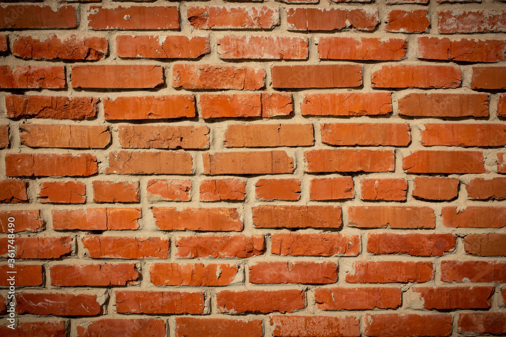 Obraz premium Texture old red brick wall. Wall of red stone.