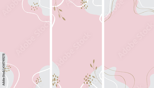 Set of abstract girly backgrounds for social media