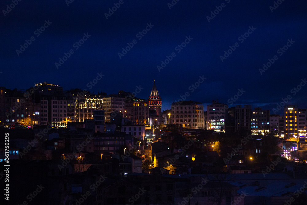 Night view of the Galata tower