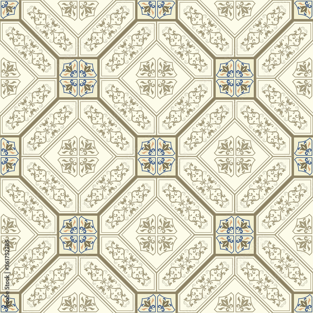 Azulejos tiles patchwork. Hand drawn seamless abstract pattern. Islam, Arabic, Indian, Ottoman motifs. Original traditional Portuguese and Spain decor. Vector Azulejos tiles patchwork. Hand drawn seamless abstract pattern. Islam, Arabic, Indian, Ottoman motifs. Original traditional Portuguese and Spain decor. Vector