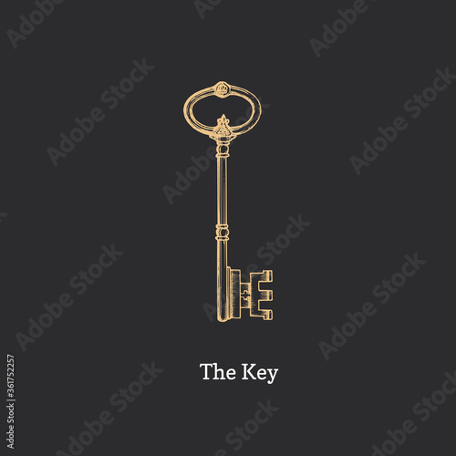 The Key of Knowledge and Power, vector illustration in engraving style. Vintage pastiche of esoteric and occult sign.