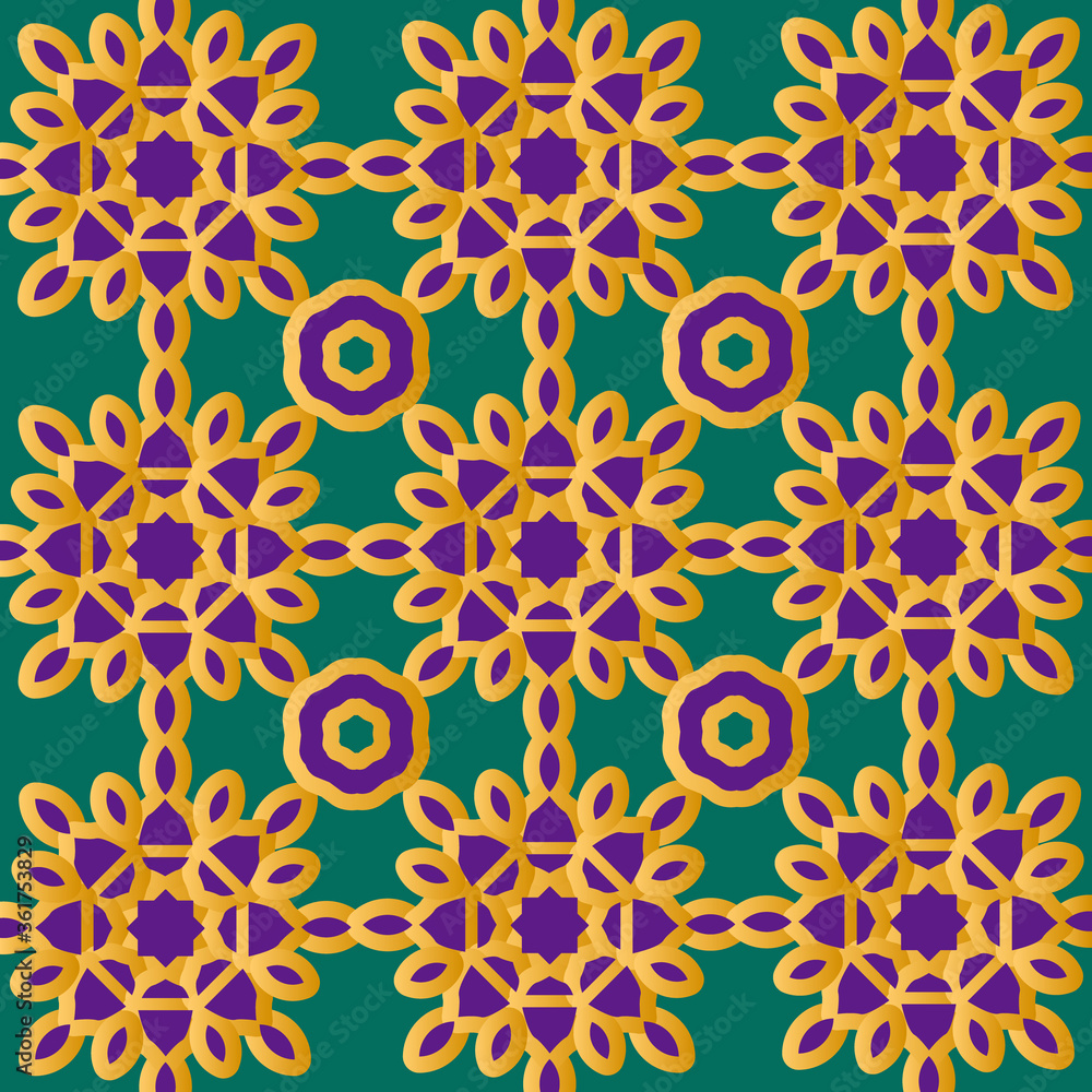 Islamic scandinavian pattern design texture on green background