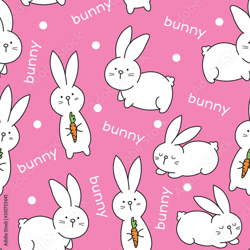 Cute bunny rabbit seamless pattern