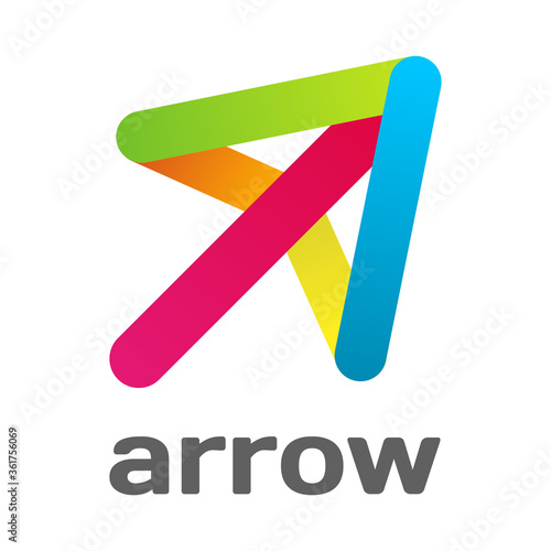 Arrow abstract logo design template. Colorful shape vector. Creative idea concept, icon, sign, symbol, identity, branding for business, science, technology, digital, education, construction, start up.