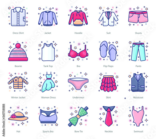 
Pack of Fashion Accessories Flat Icons 
