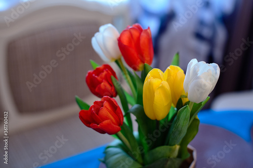 Fototapeta Naklejka Na Ścianę i Meble -  Tulips in the home interior