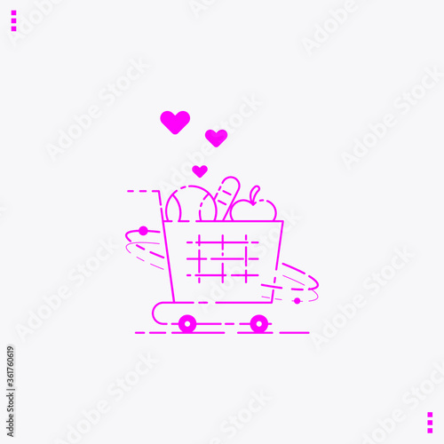 shopping cart with hearts