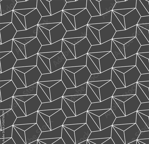 Repetitive Line Graphic Rhombus Textile Texture. Continuous Tileable Vector Cell Lattice Pattern. Repeat Fabric Diagonal Design 