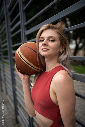 Basketball, ball, gym, girl