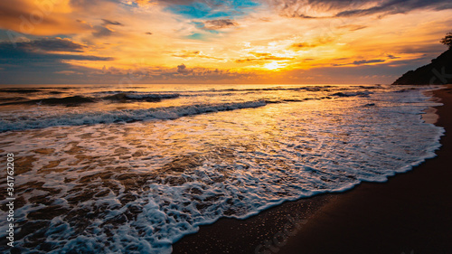 Beautiful ocean Landscape Beautiful sky scenery above the sea Sunset pictures Amazing sunset on the beach along the horizon