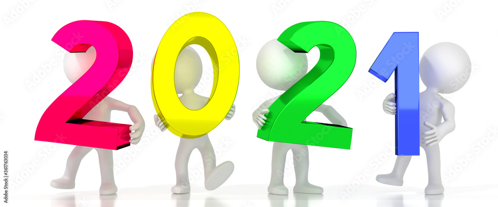 2021 - colorful letters - 3D illustration 2021 - colorful letters - 3D illustration