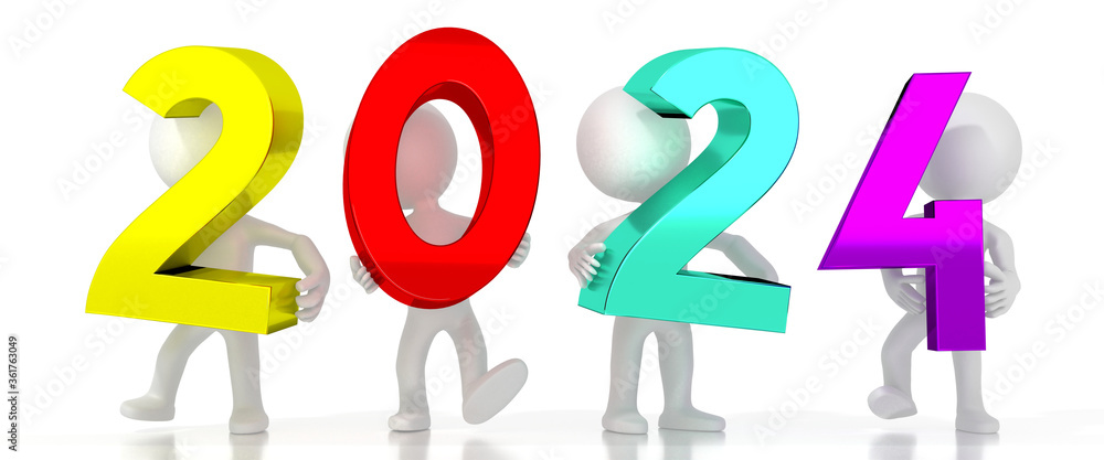 2024 - colorful letters - 3D illustration 2024 - colorful letters - 3D illustration