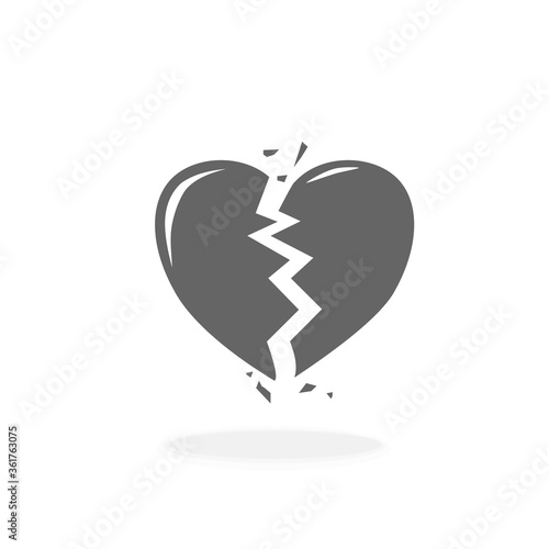 Broken Heart Vector Icon Black Silhouette Vector Illustration Sign Symbol