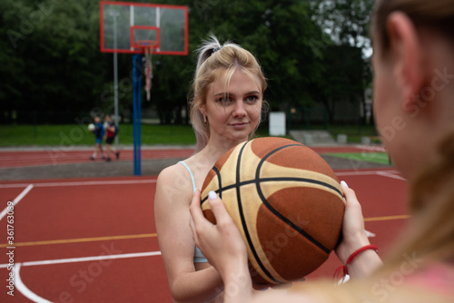 Basketball, ball, gym, girl