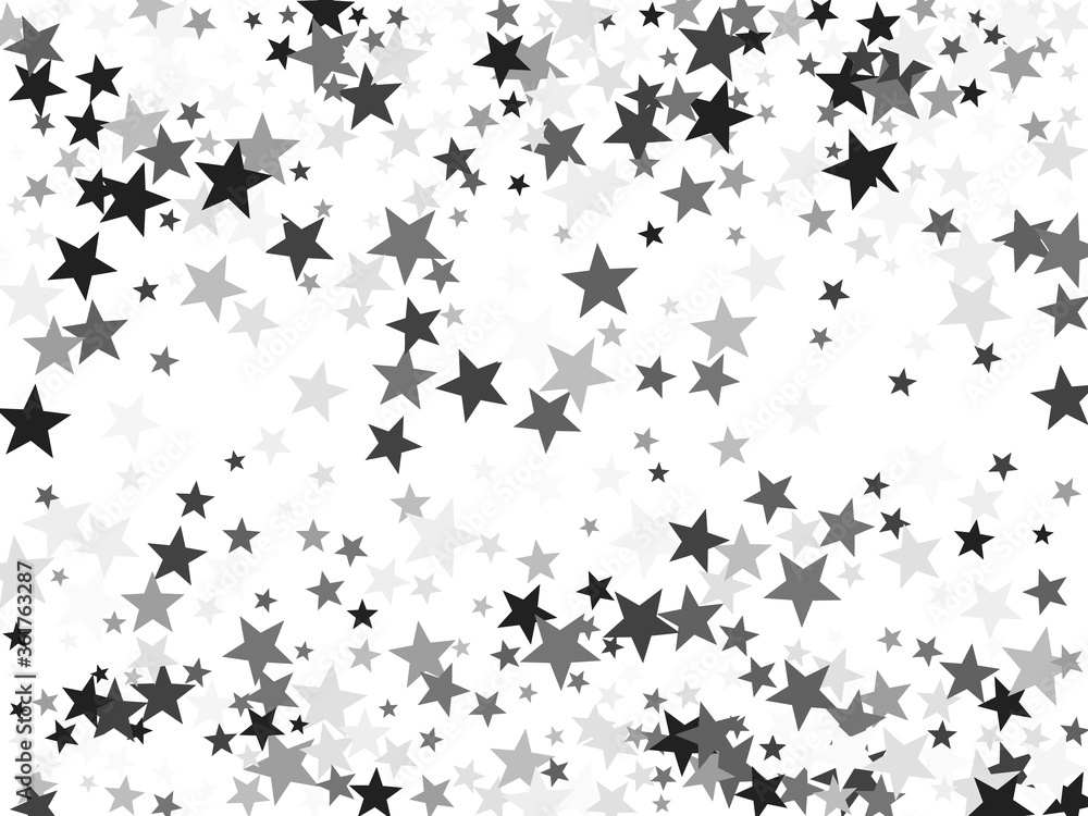 Silver stars confetti lovely holiday vector background.