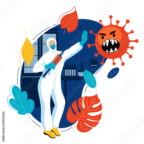 Immunologist threatens virus with vaccine.