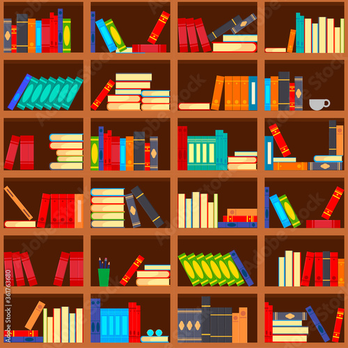 Library book shelf seamless