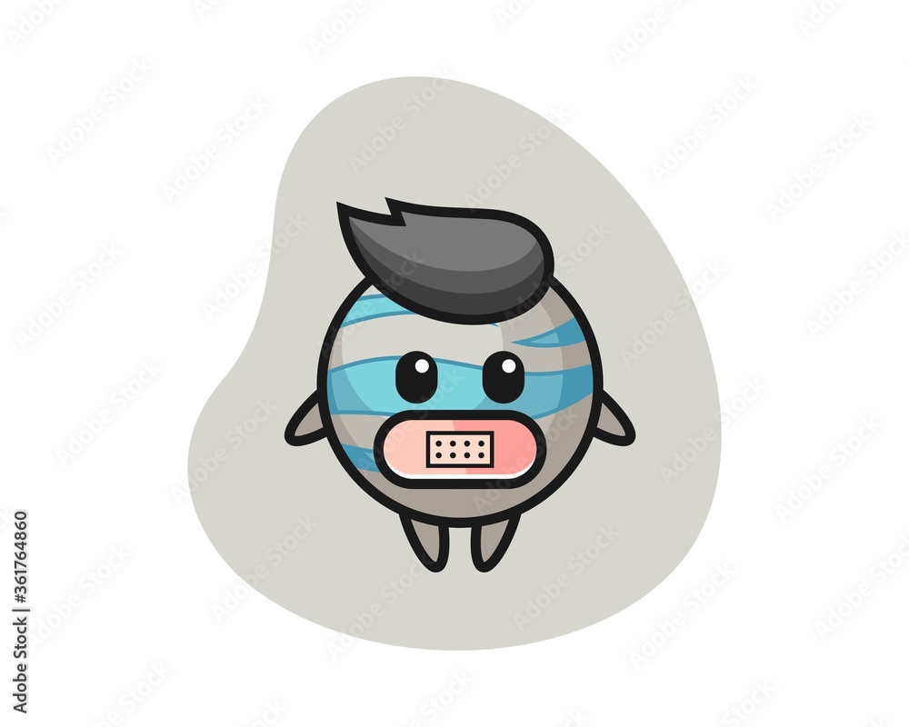 Planet cartoon with tape on mouth Planet cartoon with tape on mouth