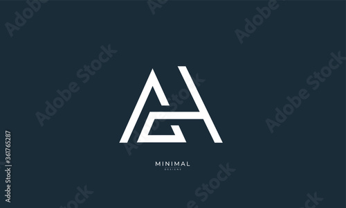 Alphabet letter icon logo AH photo