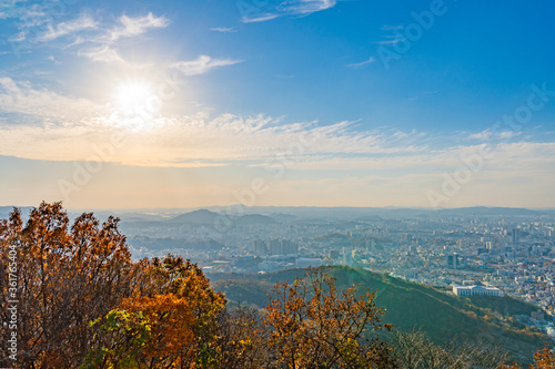 Gwangju with sunset Viewed from Mu Deung Mountain