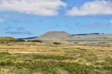 Rapa Nui. The landscape with the volcano on Easter Island, Chile