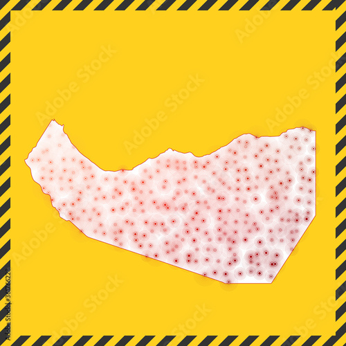 Somaliland closed - virus danger sign. Lock down country icon. Black striped border around map with virus spread concept. Vector illustration.