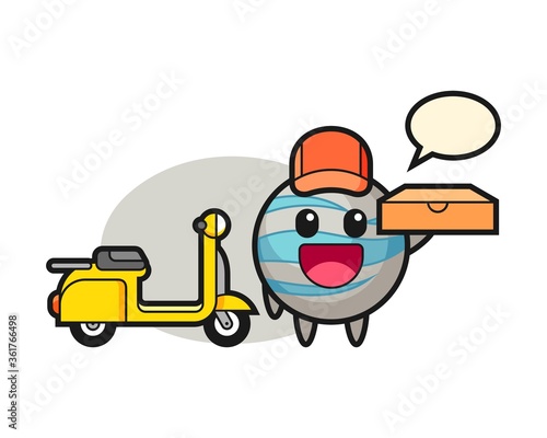 Planet cartoon as a pizza deliveryman