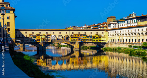 Reflection of ponte vecchio Florence Italy