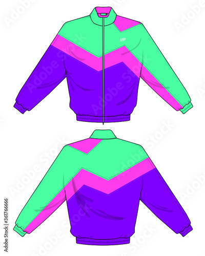 retro vintage windbreaker hoodie jacket template