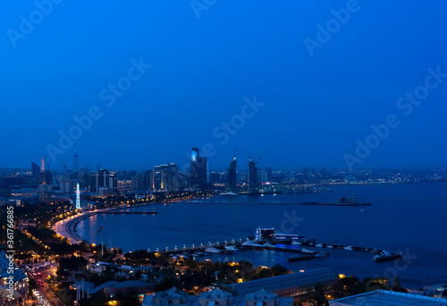 Sunset view of Baku  Azerbaijan.