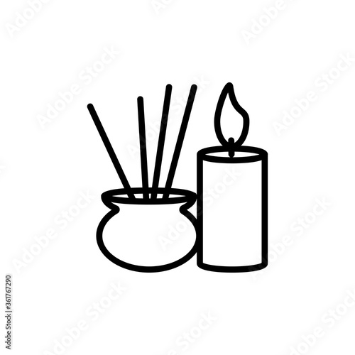 Yoga aroma candles line icon on a white background