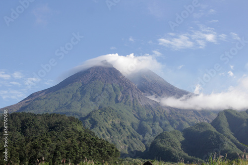 Mount Merapi is seen from the Kaliadem region  Yogyakarta  Indonesia