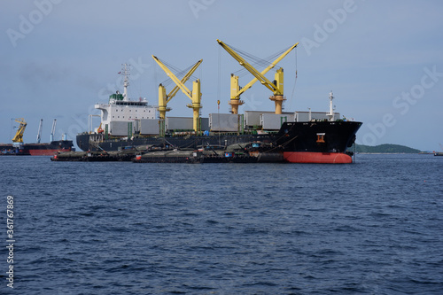 Sand carrier boat in the sea